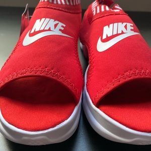 nike platform sandals red